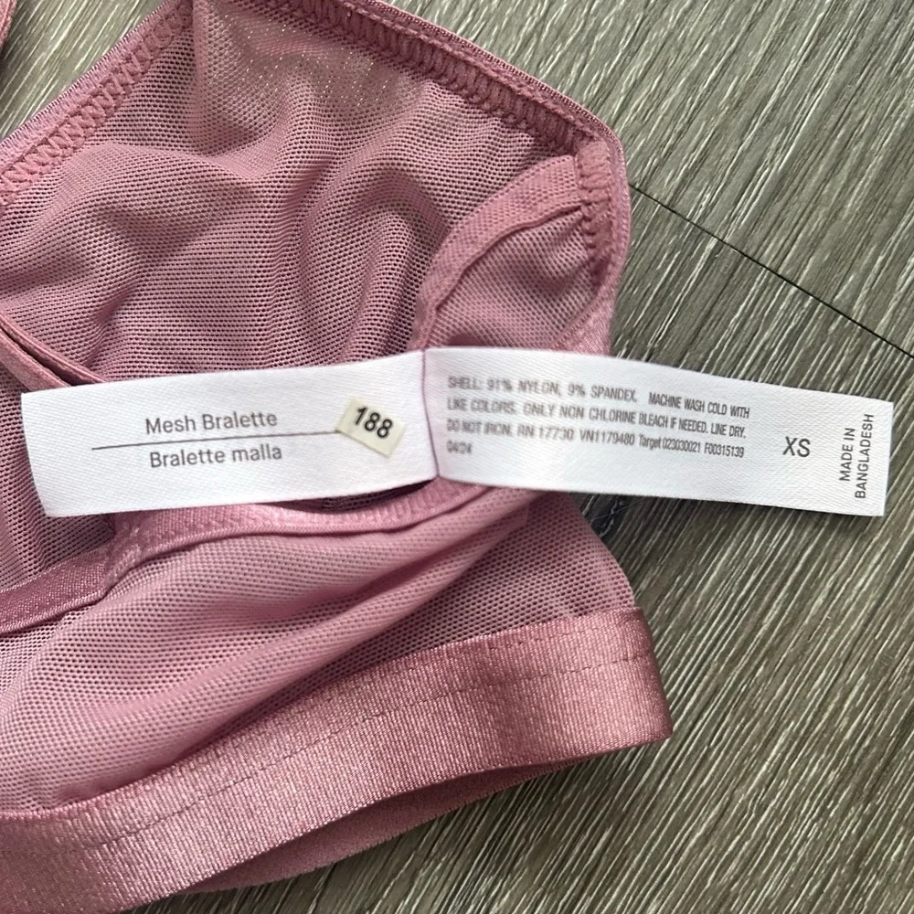 NWT XS 32A 32B Auden Mauve Pink Mesh Unlined Wire Free Bralette